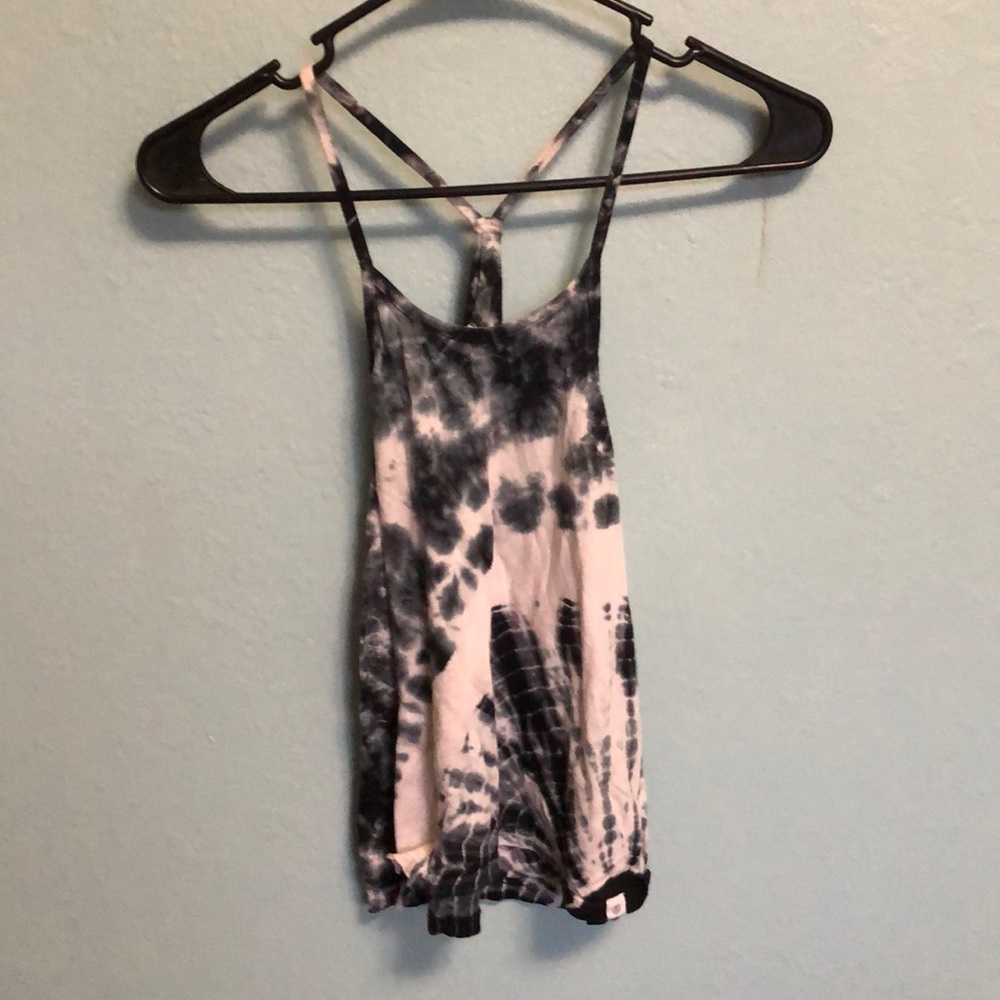 Navy blue and white tie dye tank top